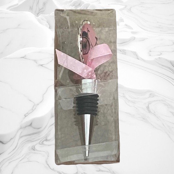 Pink Silver Bottle Stopper Shabby Chic DEI Denis East Int. Entertaining Gift - Picture 2 of 5